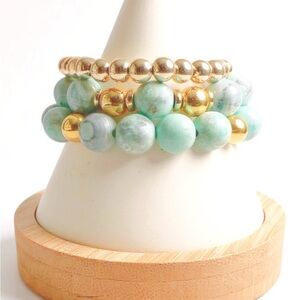 NWT Robin’s Egg Gemstone and Gold Bracelet Trio